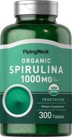 سبيرولينا (عضوية) ، 1000 مجم (لكل وجبة)  Spirulina (Bio), 1000 mg (pro Portion) 300 Vegetarische Tabletten.