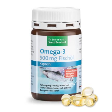 كبسولات زيت السمك أوميجا 3 500 ملجم. 120 كبسولة. Omega 3 von Kräuterhaus