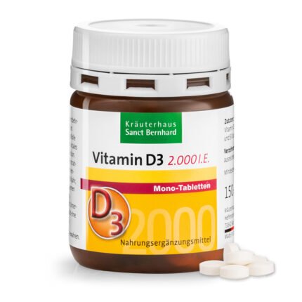 فيتامين د3-2000 وحدة دولية.150 قرص.Vitamin-D3-2.000 I.E. von Kräuterhaus