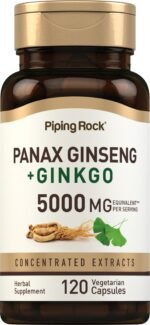 جينسنغ بانكس + الجينكو، 5000 ملغ (لكل وجبة)، 120 كبسولة نباتية.Panax Ginseng + Ginkgo, 5000 mg