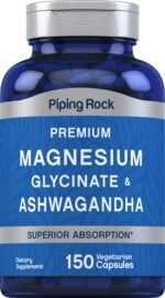 ماجنيزيوم جليسينات + أشواغاندا (ثمار النوم)، 150 كبسولة نباتية.Magnesiumglycinat + Ashwagandha