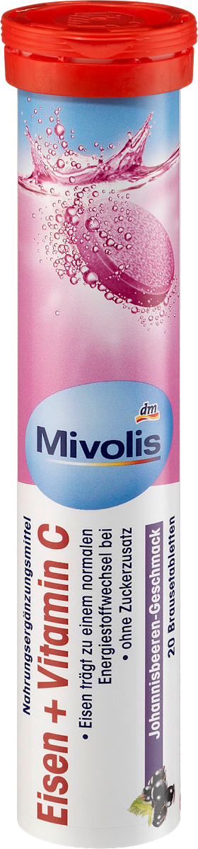 ميفوليس أقراص فوارة من الحديد + فيتامين سي 20 قطعة، 82 جرام. Eisen + Vitamin C von Dm