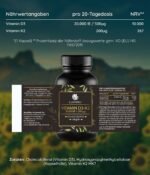 ⁦فيتامين D3 20.000 وحدة دولية + فيتامين K2 MK7 200 ميكروغرام (جرعة عالية ونباتي) | بدون إضافات، منتج في ألمانيا (30 كبسولة) – قد يختلف التغليف.D3+K2⁩ - الصورة ⁦2⁩