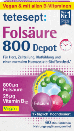 حوامض الفوليك 800 أقراص مصغرة مطوّلة المفعول. tetesept Folsäure 800 Depot Mini Tabletten