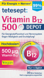 فيتامين ب12 الاحتياطي 500 ميكروغرام أقراص 30 حبة،.tetesept Vitamin B12 Depot 500µg Tabletten 30 St, 8,3 g