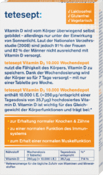 ⁦فيتامين د3 10.000 وحدة دولية مخزن للأسبوع .tetesept Vitamin D3 10.000 I.E. Wochendepot Tabletten 12 St, 6 g⁩ - الصورة ⁦2⁩