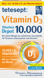 فيتامين د3 10.000 وحدة دولية مخزن للأسبوع .tetesept Vitamin D3 10.000 I.E. Wochendepot Tabletten 12 St, 6 g