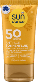 سائل شمسي مضاد الشيخوخة SPF 50، 50 مل.SUNDANCE Sonnenfluid Anti-Age LSF 50, 50 ml