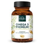 أوميغا 3.Omega 3 - Premium Fischöl mit 400 mg EPA und 300 mg DHA  - 1.000 mg pro Tagesdosis (1 Kapsel)