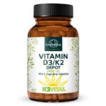 فيتامين د3/ك2.Vitamin D3 / K2 5000 I.E. Depot - 125 µg D3 und 100 µg K2 pro 5 Tagesdosis - 180 Tabletten