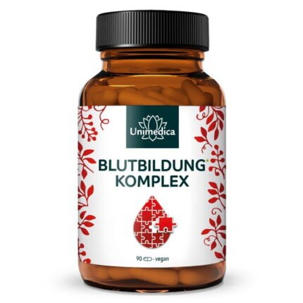 مركب تكوين الدم.Blutbildung* Komplex - mit Eisen, Acerola, Chlorophyll, Kupfer und Vitaminen - 90 Kapseln