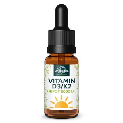 فيتامين د3 / ك2.Vitamin D3 / K2 5000 I.E. - DEPOT - K2VITAL® - 125 µg D3 und 100 µg K2 pro 5-Tagesdosis (1 Tropfen) - 10 ml